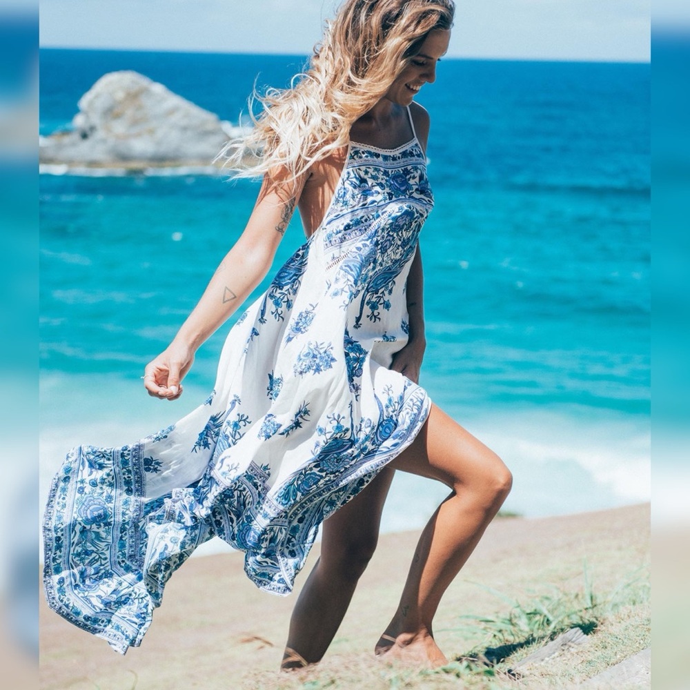 Strappy Midi Dress in Bluebird